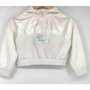 Zara Kids Toddler Girls "Just Be Wonderful" White Hoodie | Size 8 | Front Zipper